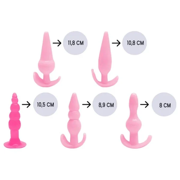 Kit Plug Anal Silicone 5 Unidades Sexy Import - Imagem 2