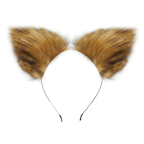 Kit Rabo de Raposa com Tiara de Orelhas
